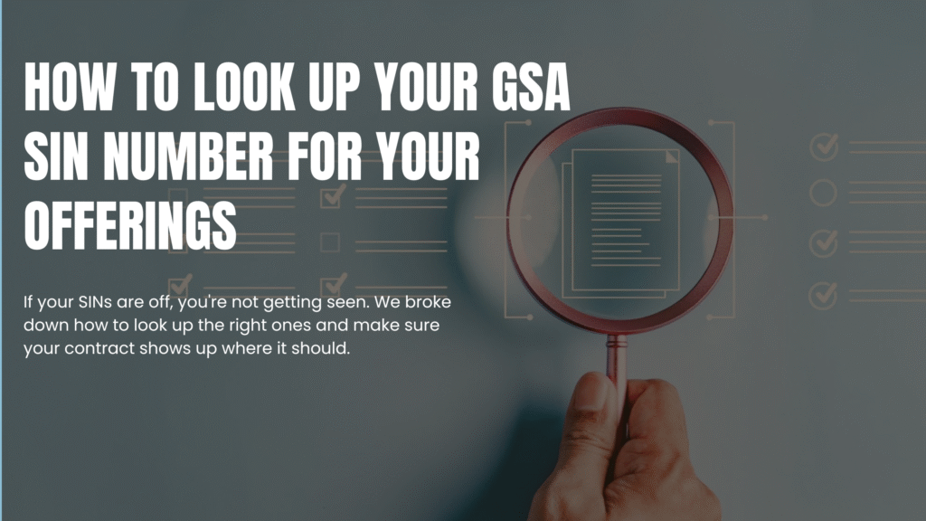 How to look up your GSA SIN number for your offerings