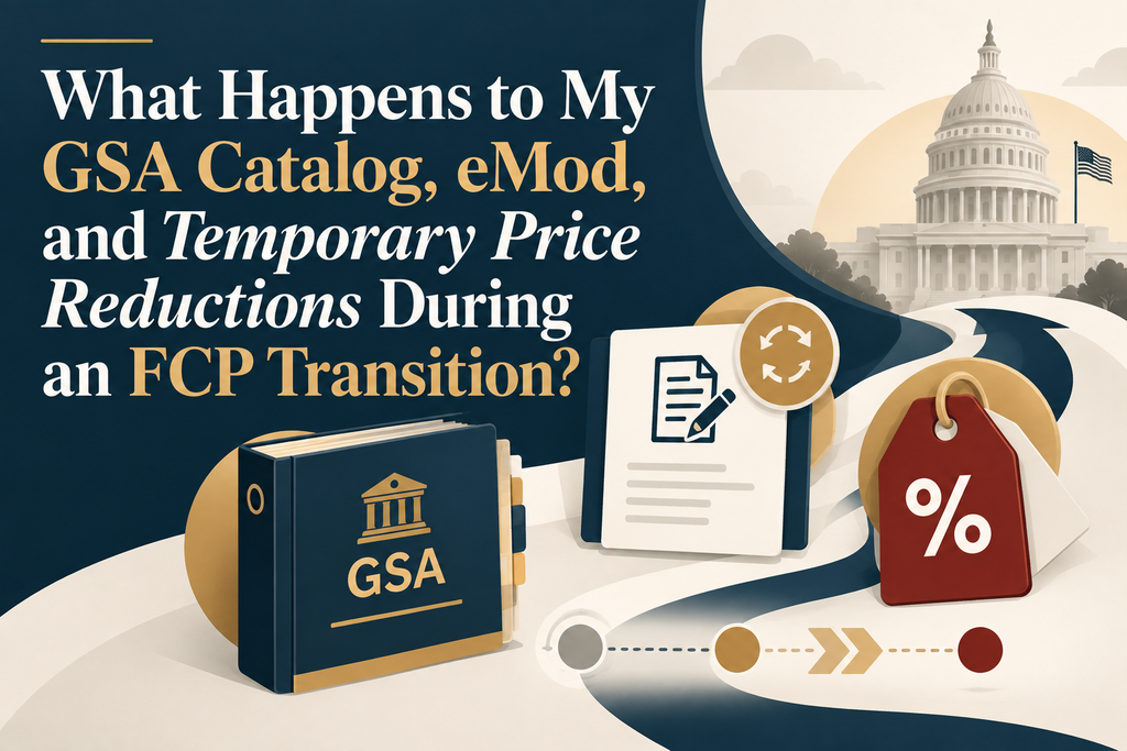 What Happens to My GSA Catalog, eMod, and Temporary Price Reductions During an FCP Transition? 1 439acfd9 c683 4829 af00 e973da681e5c